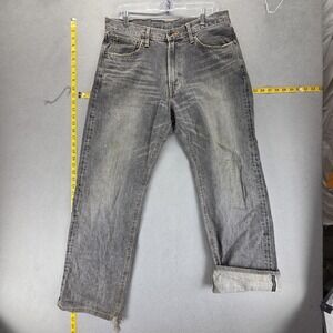 Edwin Jeans Mens Gray Selvedge 505z Whiskers Zip Fly Charcoal Wash Fits 33x30